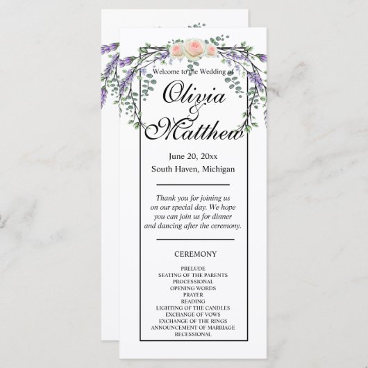 Elegante waterverf roze rozen lavendel groen (Voorkant / Achterkant)