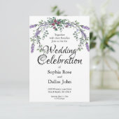 Elegante waterverf roze rozen Lavendel Wedding Kaart (Staand voorkant)