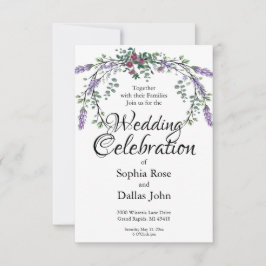 Elegante waterverf roze rozen Lavendel Wedding Kaart