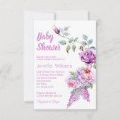 Elegante waterverf Roze Rozen Meisje baby shower Kaart (Voorkant)