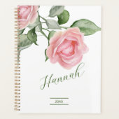 Elegante Waterverf Roze Rozen Naam Planner (Voorkant)
