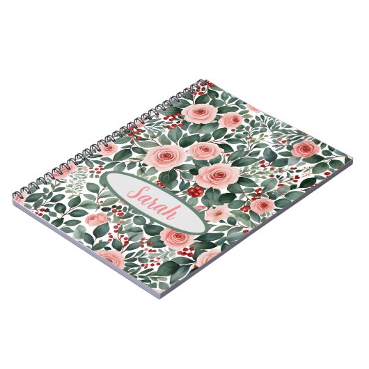 Elegante Waterverf Roze Rozen Notitieboek (Linkerzijde)