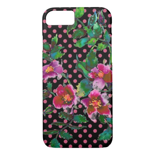 Elegante  waterverf roze rozen polka dots Case-Mate iPhone case (Achterkant)