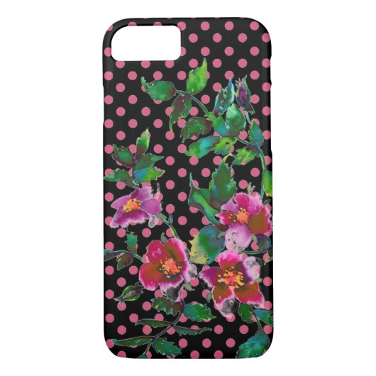Elegante  waterverf roze rozen polka dots Case-Mate iPhone case (Achterkant)