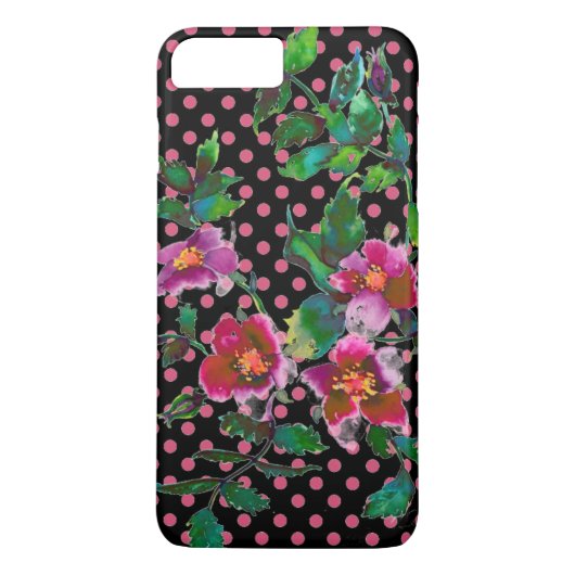 Elegante waterverf roze rozen polka dots Case-Mate iPhone case (Achterkant)