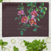 Elegante waterverf roze rozen polka dots theedoek (Gevouwen)