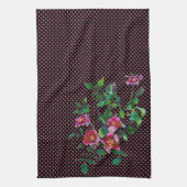 Elegante waterverf roze rozen polka dots theedoek (Verticaal)