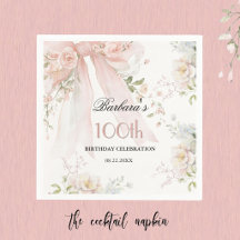 Elegante Waterverf Roze Strik Bloemige 100ste Verj