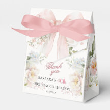 Elegante Waterverf Roze Strik Bloemige 40e Verjaar