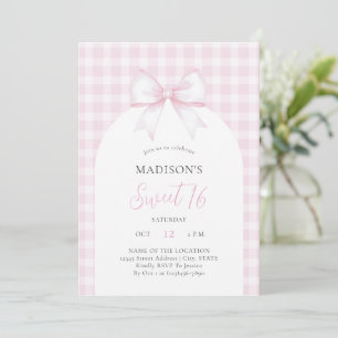 Elegante Waterverf Roze Strik Sweet 16 Verjaardag Kaart