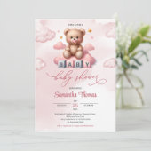 Elegante waterverf roze teddybeer met fopspeen kaart (Staand voorkant)