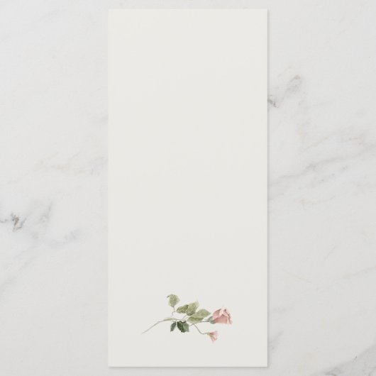 Elegante Waterverf Roze Tuin Roze Roos Bruiloft Menu (Achterkant)