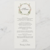 Elegante Waterverf Roze Tuin Roze Roos Bruiloft Menu (Voorkant)