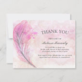 Elegante Waterverf roze veer begrafenismonument Bedankkaart (Voorkant)
