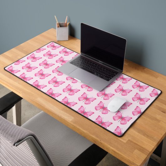 Elegante Waterverf Roze Vlinders Bureaumat (Kantoor 2)