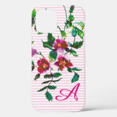Elegante waterverf roze waterverf monogram Case-Mate iPhone case (Achterkant)