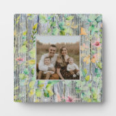 Elegante waterverf roze wilde bloemen barnwood fotoplaat (Voorkant)