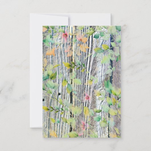 Elegante waterverf roze wilde bloemen barnwood kaart (Achterkant)