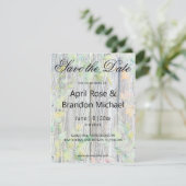 Elegante waterverf roze wilde bloemen barnwood save the date (Staand voorkant)
