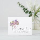 Elegante Waterverf Roze zal je mijn bruidsmeisje z (Staand voorkant)