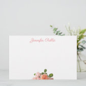 Elegante Waterverf Rozen Bloemen Floral Modern Briefpapier (Staand voorkant)