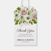 Elegante Waterverf Rozen bruiloft dank u Cadeaulabel (Voorkant)