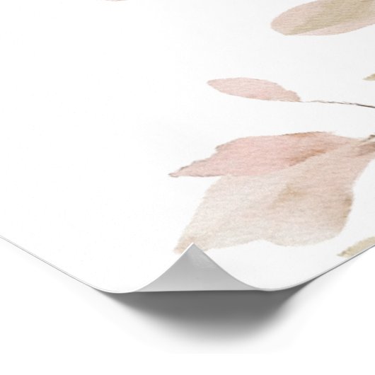 Elegante Waterverf Rozen bruiloft welkom teken Poster (Hoek)