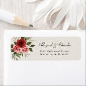 Elegante Waterverf Rozen Classic Wedding Etiket (Insitu)