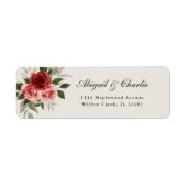 Elegante Waterverf Rozen Classic Wedding Etiket (Voorkant)