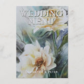 Elegante Waterverf Rozen Cream en Sage Green Menu (Voorkant)