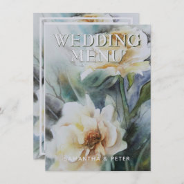 Elegante Waterverf Rozen Cream en Sage Green Menu