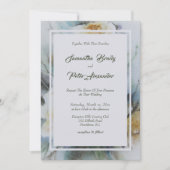 Elegante Waterverf Rozen Crème met Sage Green Kaart (Voorkant)