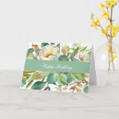 Elegante Waterverf Rozen en Eucalyptus Kaart (Gele Bloem)