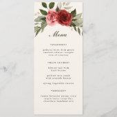 Elegante Waterverf Rozen en Foliage Wedding Menu (Voorkant)
