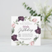 Elegante Waterverf Rozen Floral 60ste verjaardag Kaart (Staand voorkant)