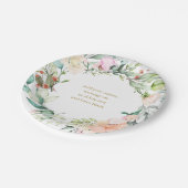 Elegante Waterverf Rozen Floral Garland Papieren Bordje (Gekanteld)