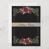 Elegante Waterverf Rozen Gouden Lijst Bruiloft Kaart (Voorkant)