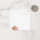 Elegante Waterverf Rozen Handgeschreven tekst Sjab Notitiekaartje (Voorkant / Achterkant in situ)