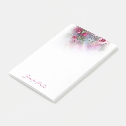 Elegante Waterverf Rozen Handschrift Post-it® Notes (Schuin)