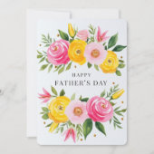 Elegante Waterverf Rozen Happy Vaderdag Kaart (Voorkant)