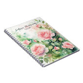 Elegante Waterverf Rozen met groene bladeren Notitieboek (Rechterzijde)