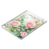 Elegante Waterverf Rozen met groene bladeren Notitieboek (Linkerzijde)