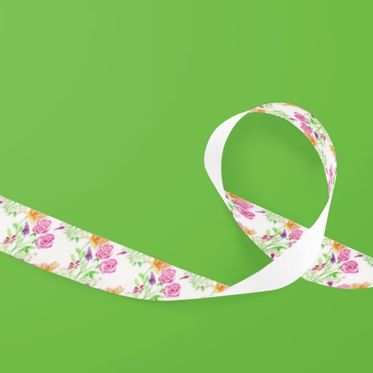 Elegante Waterverf Rozen, Snapdragons en Flowers Satijnen Lint