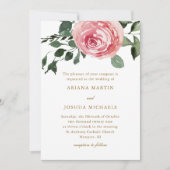 Elegante Waterverf Rozen Trouw Uitnodiging (Voorkant)