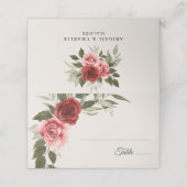 Elegante Waterverf Rozen Wedding Place Card Plaatskaartje (Buitenkant ongevouwen)
