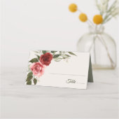Elegante Waterverf Rozen Wedding Place Card Plaatskaartje (Voorkant)