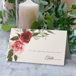 Elegante Waterverf Rozen Wedding Place Card Plaatskaartje