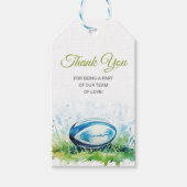 Elegante Waterverf Rugby Baby Shower Cadeaulabel (Voorkant)