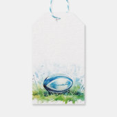 Elegante Waterverf Rugby Baby Shower Cadeaulabel (Achterkant)