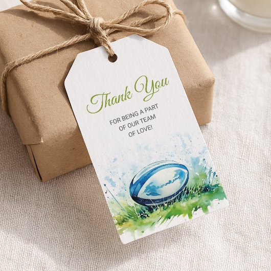 Elegante Waterverf Rugby Baby Shower Cadeaulabel